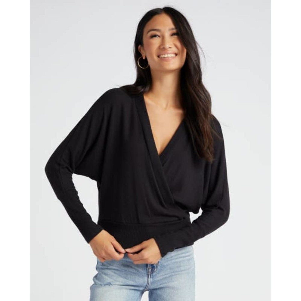 Sz XL Zowodo Brushed Hacci Surplice Front Layering Top